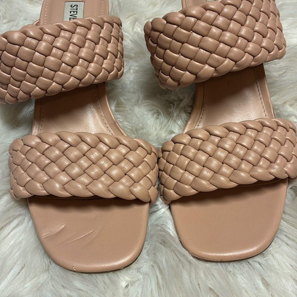 Steve Madden Daphnee Braided Light Tan / Nude Block Heel Sandals - Picture 13 of 16